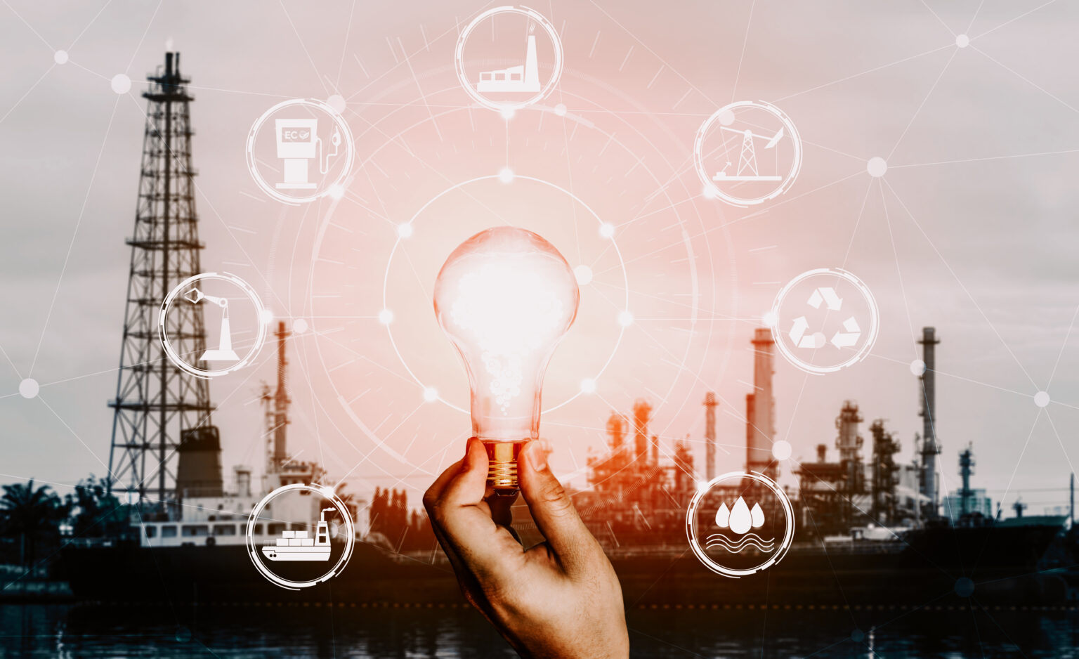 Energy innovation light bulb graphic interface